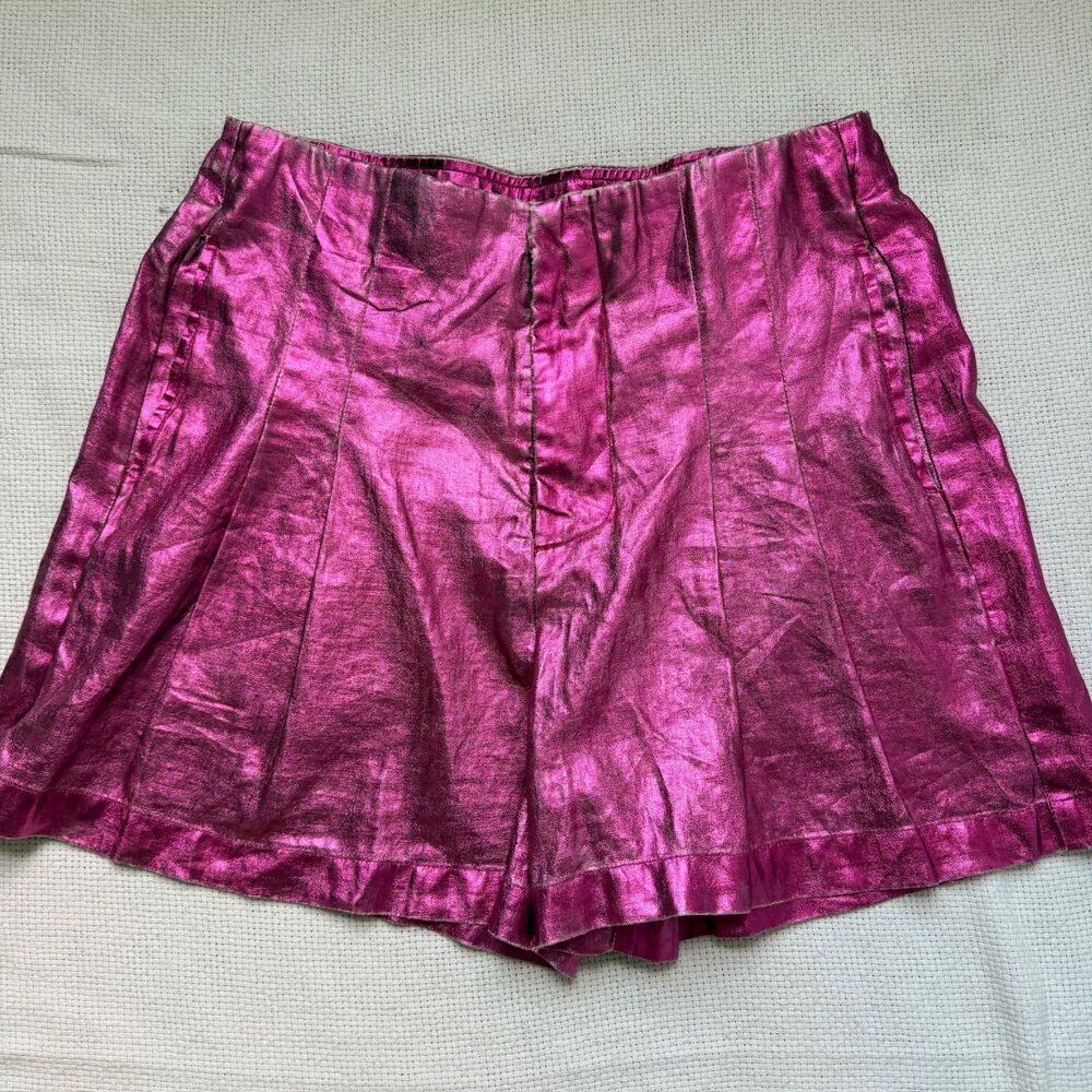Lanhtropy Metallic Distressed Pink Shorts